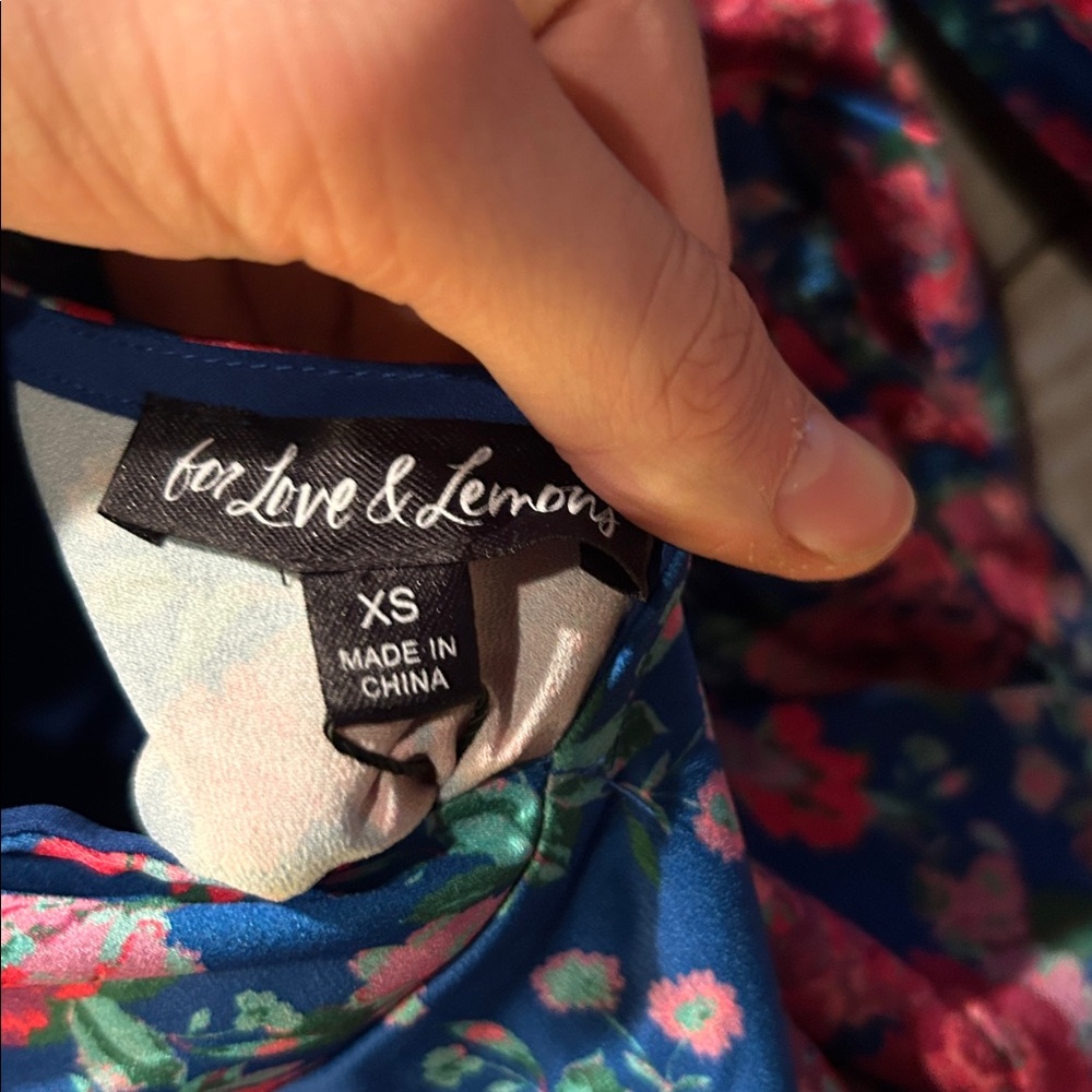 NWT For Love And Lemons Annie midid Floral Long Sleeve Dress in cobalt Blue XS/S - Picture 12 of 15